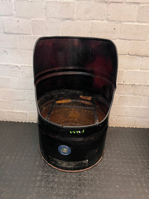Industrial Repurposed Metal Oil Drum Chair – main front view
