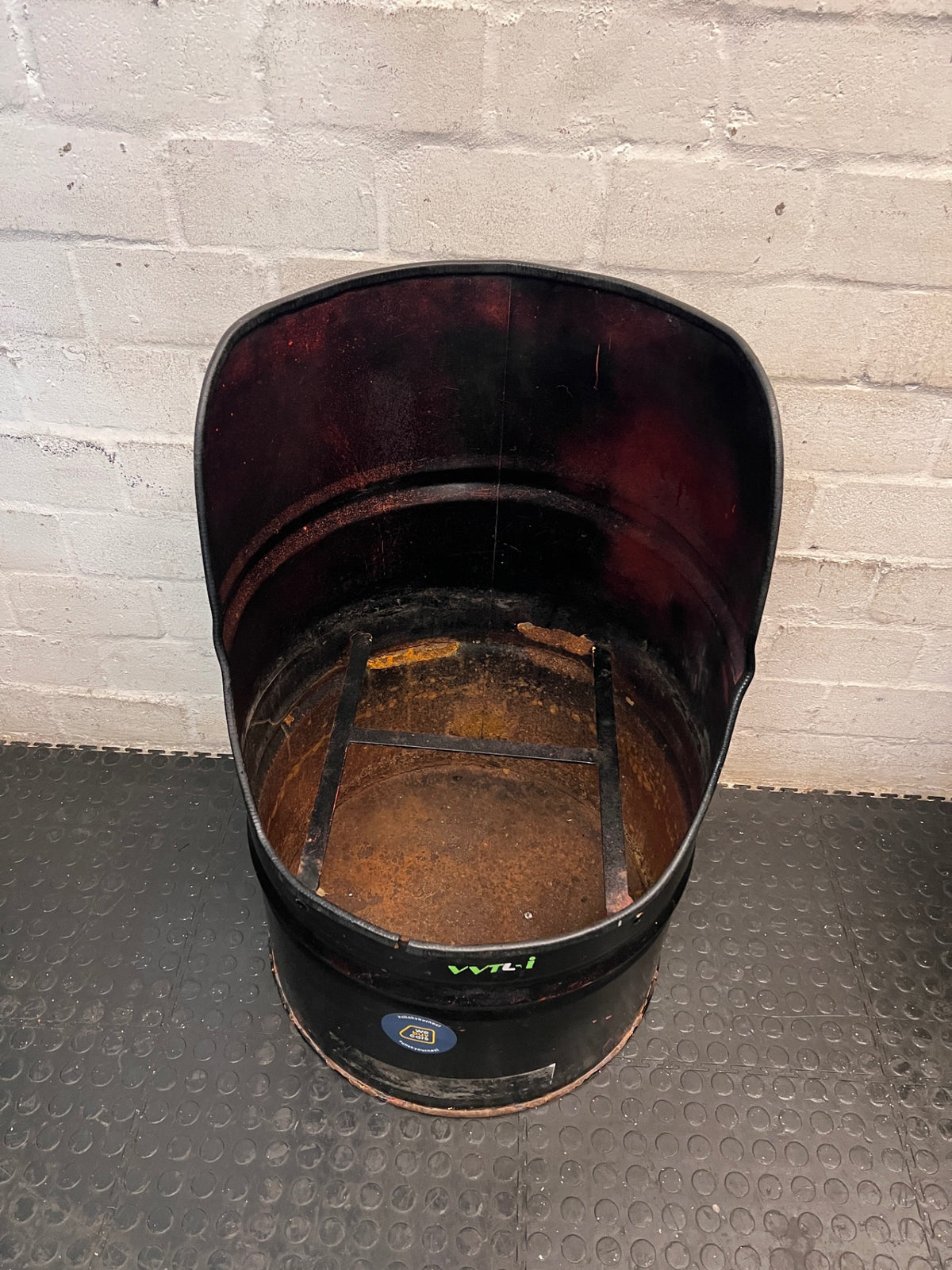 Industrial Repurposed Metal Oil Drum Chair – top view