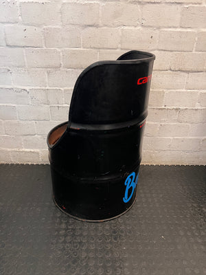 Upcycled Metal Oil Drum Chair – back view