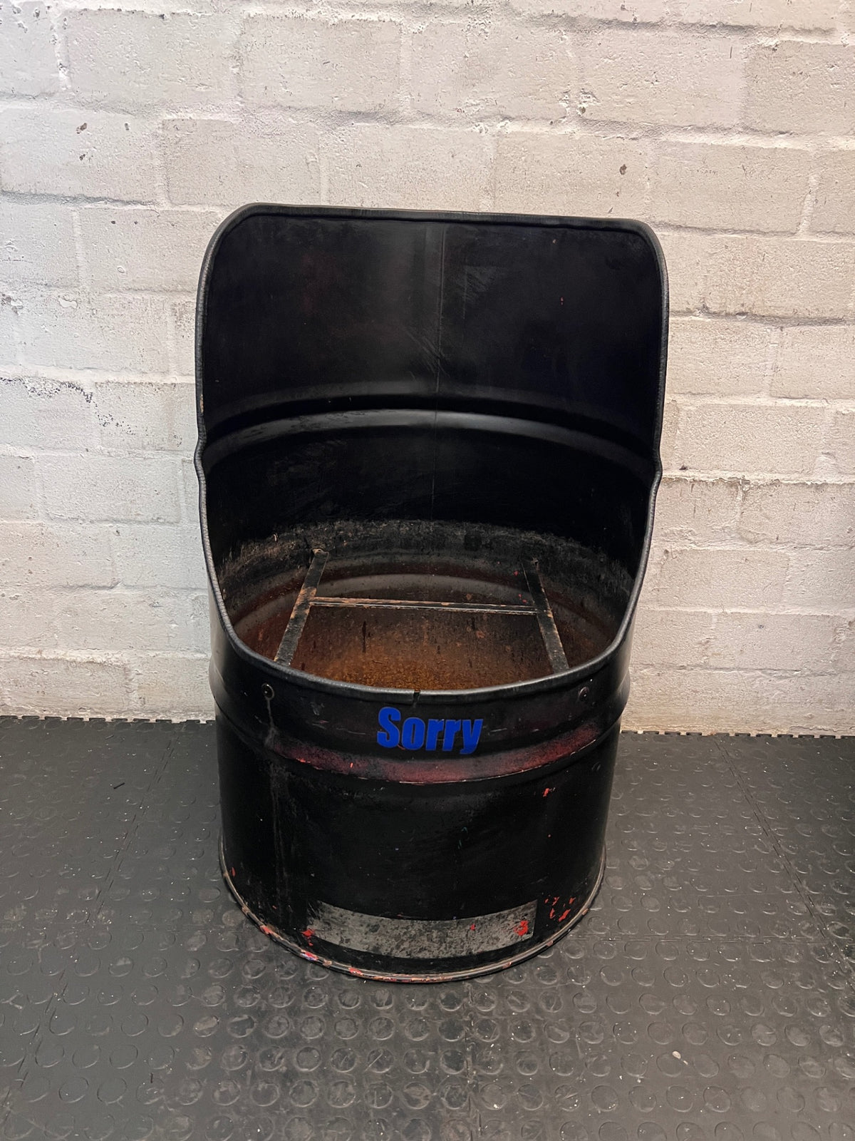 Upcycled Metal Oil Drum Chair – main front view