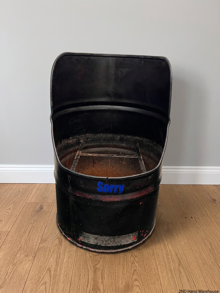 Upcycled Metal Oil Drum Chair – styled product image