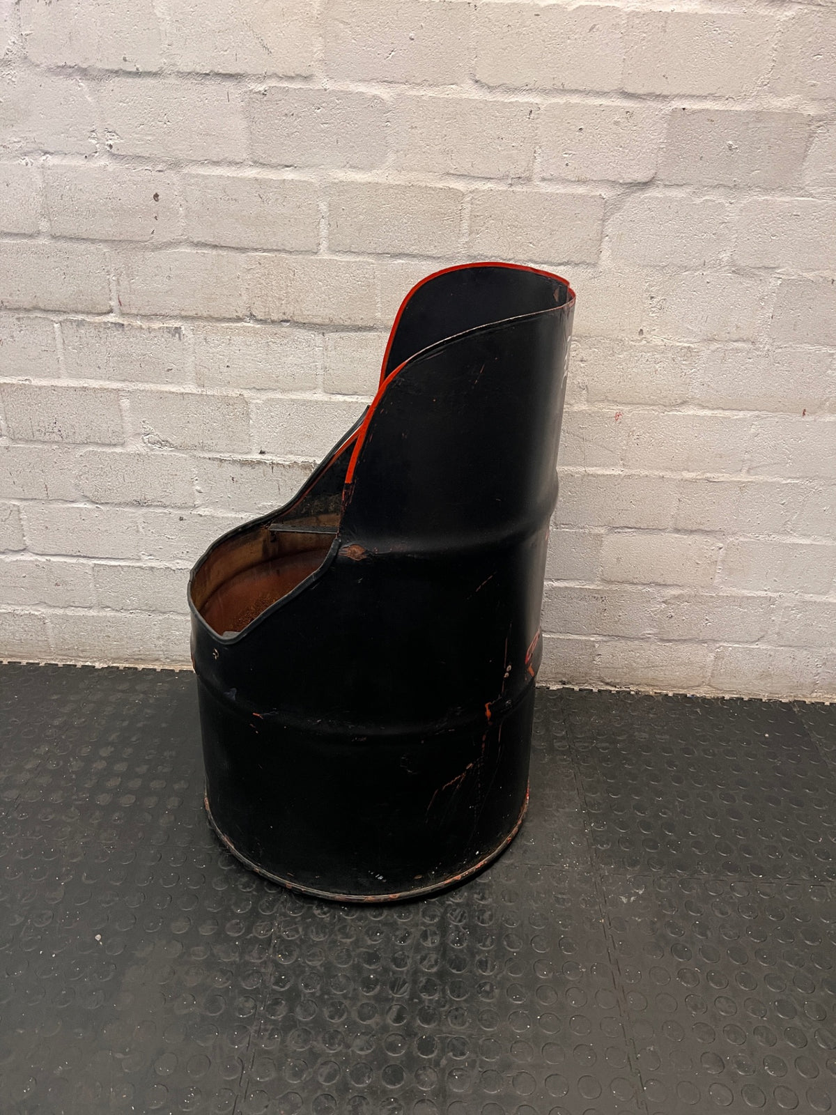 Upcycled Metal Oil Drum Cannondale Chair – side view
