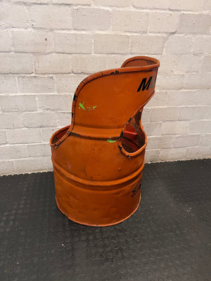 Upcycled Orange Metal Oil Drum Chair – top view