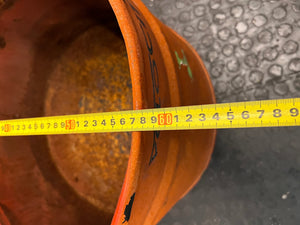 Upcycled Orange Metal Oil Drum Chair – width measurement