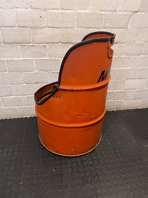 Repurposed Orange Metal Oil Drum Chair – top view