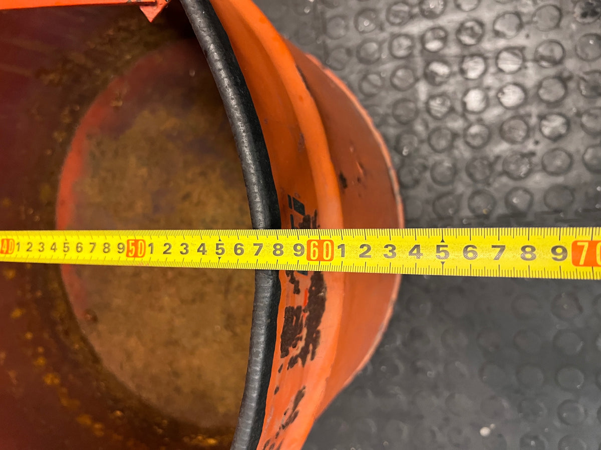 Repurposed Orange Metal Oil Drum Chair – width measurement