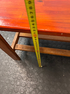 Rustic Wooden Coffee Table with Slatted Shelf — Well Used Condition – height measurement