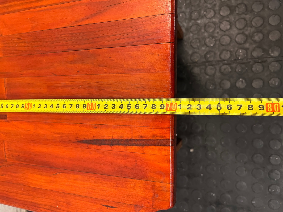 Rustic Wooden Coffee Table with Slatted Shelf — Well Used Condition – width measurement