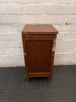 Vintage Wood Pedestal Cupboard — Significant Surface Wear and Scratches – condition detail