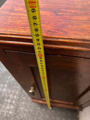Vintage Wood Pedestal Cupboard — Significant Surface Wear and Scratches – height measurement