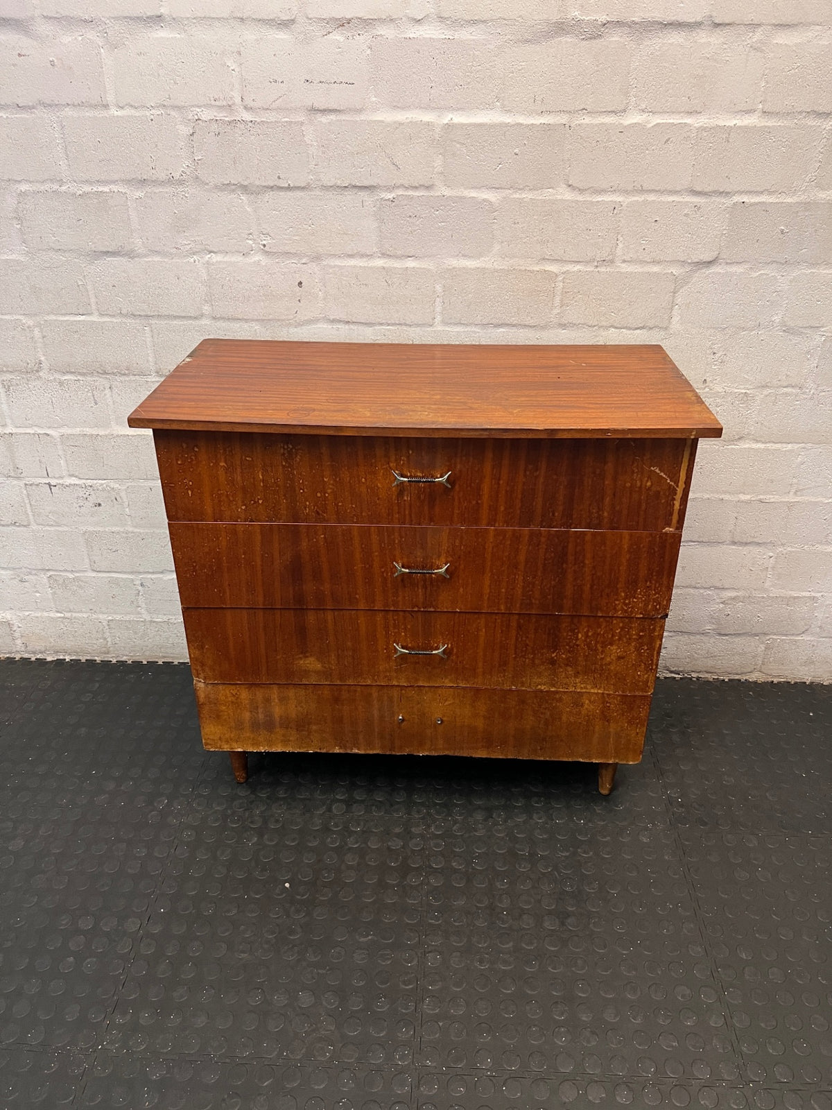 Mid-Century Style Wooden Chest of Drawers — Well Used Condition – main front view