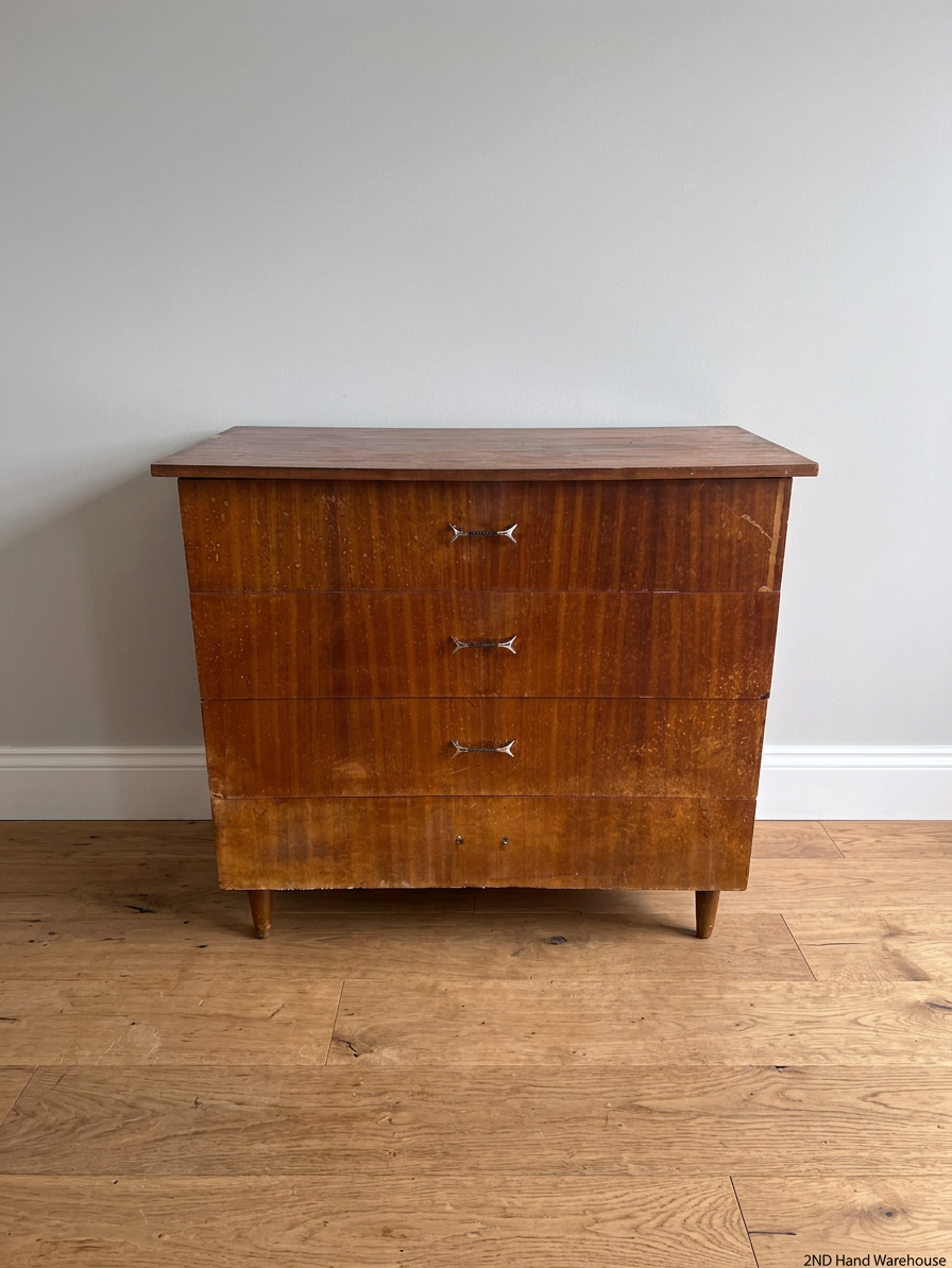 Mid-Century Style Wooden Chest of Drawers — Well Used Condition – styled product image