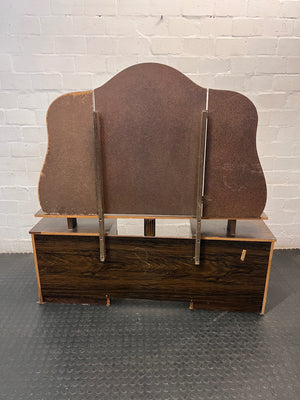 Vintage Wooden Dressing Table with Winged Mirror — Well Used Condition – back view