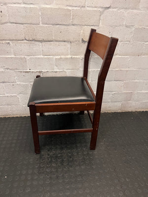 Vintage-Style Wooden Dining Chair with Black Padded Seat — Well Used Condition – condition detail