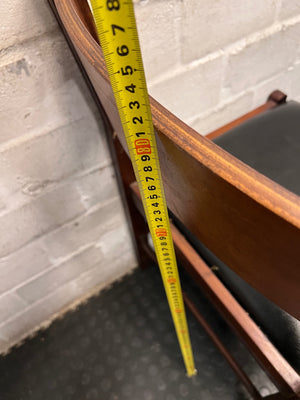 Vintage-Style Wooden Dining Chair with Black Padded Seat — Well Used Condition – height measurement