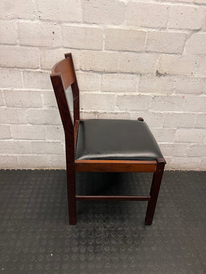 Vintage-Style Wooden Dining Chair with Black Padded Seat — Well Used Condition – top view