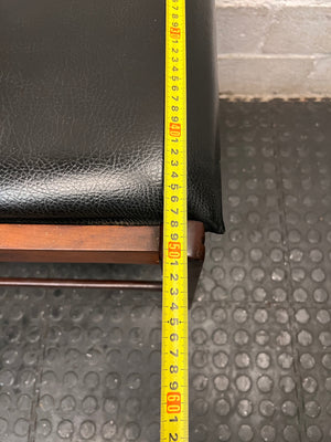 Vintage-Style Wooden Dining Chair with Black Padded Seat — Well Used Condition – width measurement