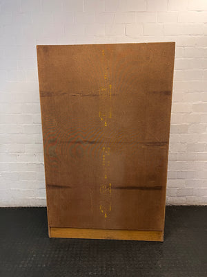 Mid-Century Style Wooden Wardrobe with Top Storage — Fair Used Condition – back view