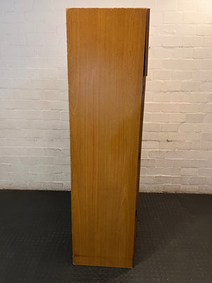 Mid-Century Style Wooden Wardrobe with Top Storage — Fair Used Condition – top view