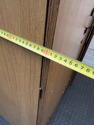 Mid-Century Style Wooden Wardrobe with Top Storage — Fair Used Condition – width measurement