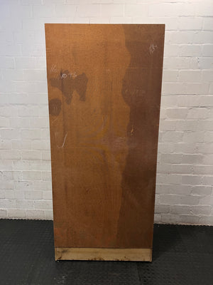 White Double Door Wardrobe with Top Cupboard — Well Used Condition with Surface Marks – back view