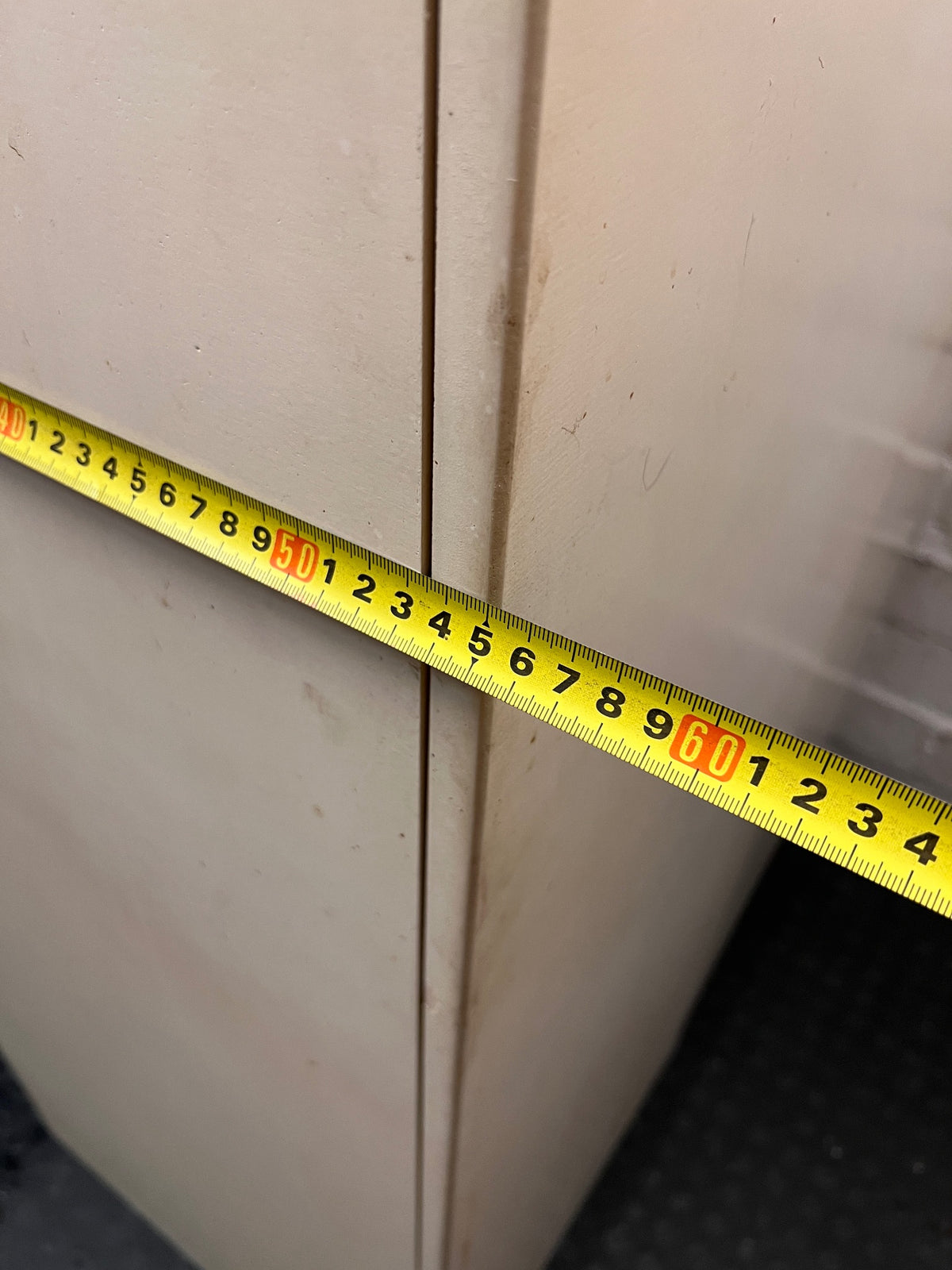 White Double Door Wardrobe with Top Cupboard — Well Used Condition with Surface Marks – width measurement