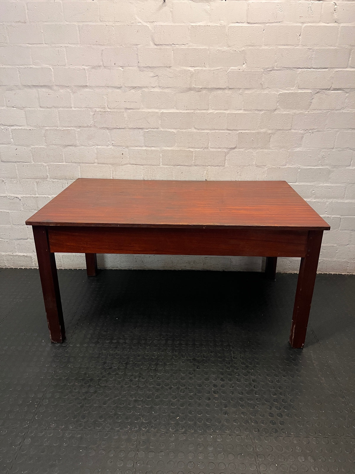 Vintage Wooden Office Desk with SAS-SAR Engraving — Well Used Condition – back view