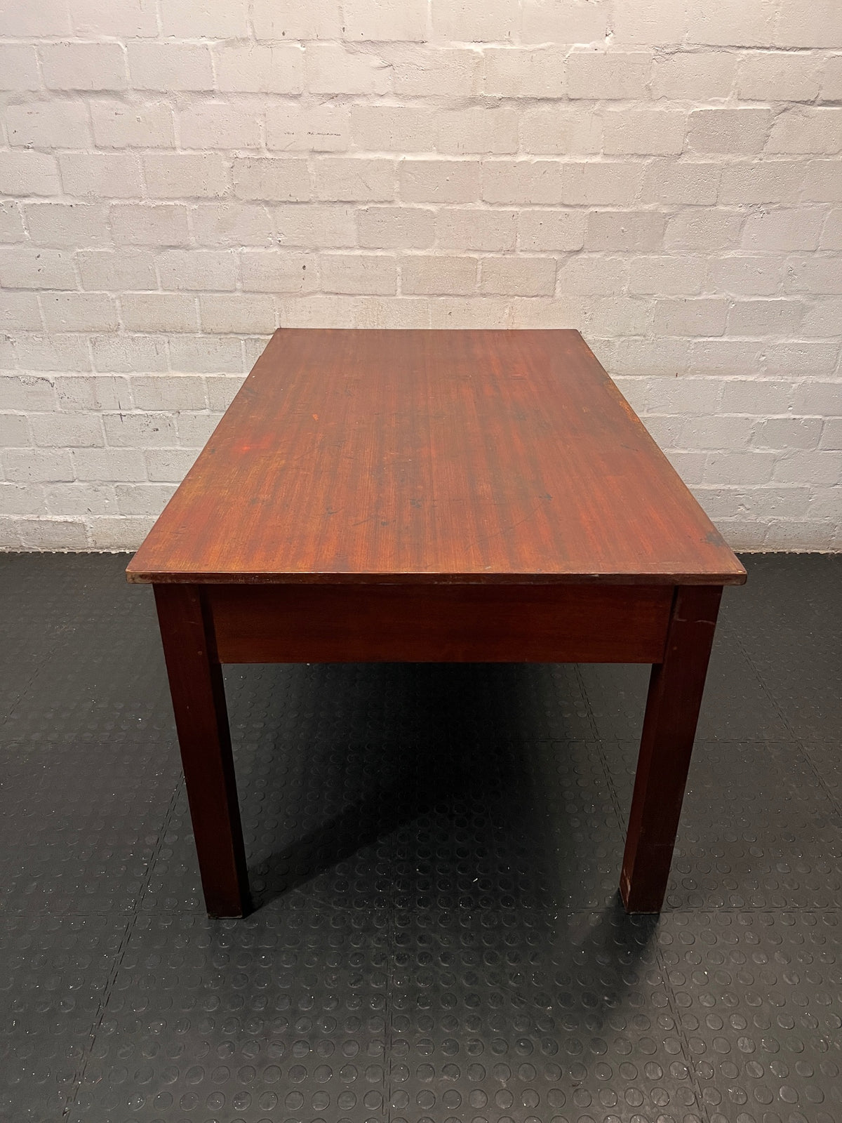 Vintage Wooden Office Desk with SAS-SAR Engraving — Well Used Condition – condition detail
