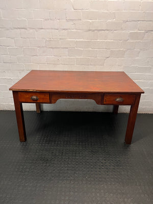 Vintage Wooden Office Desk with SAS-SAR Engraving — Well Used Condition – main front view