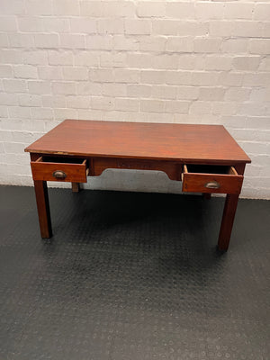 Vintage Wooden Office Desk with SAS-SAR Engraving — Well Used Condition – side view