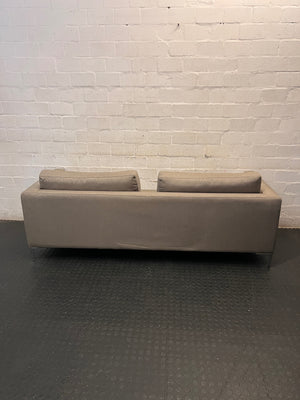 Modern Grey Linen-Type 3 Seater Couch with Metal Legs — Good Condition with Light Wear – condition detail