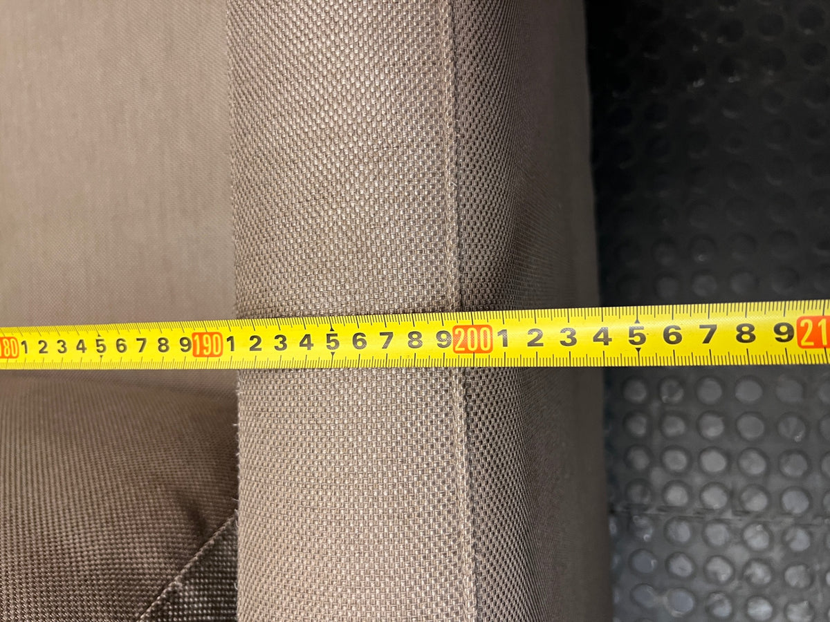 Modern Grey Linen-Type 3 Seater Couch with Metal Legs — Good Condition with Light Wear – width measurement