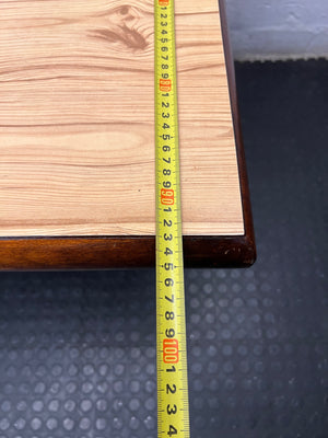 Two-Tone Wooden Trestle Dining Table — Fair Used Condition – depth measurement