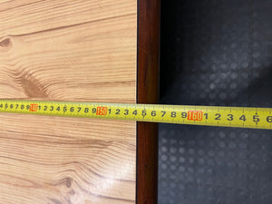 Two-Tone Wooden Trestle Dining Table — Fair Used Condition – width measurement