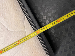 Single White and Grey Quilted Mattress — Surface Burn Mark and Water Damage – depth measurement