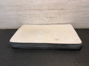 Single White and Grey Quilted Mattress — Surface Burn Mark and Water Damage – side view