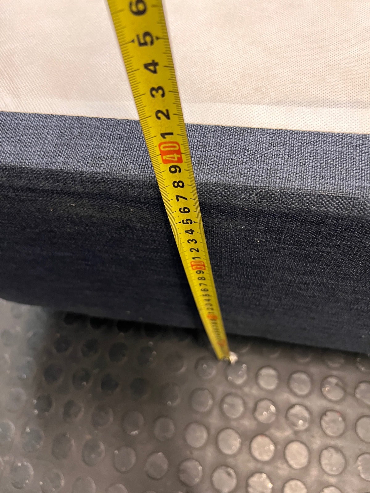 Upholstered Queen Bed Base in Grey — Good Working Order – height measurement