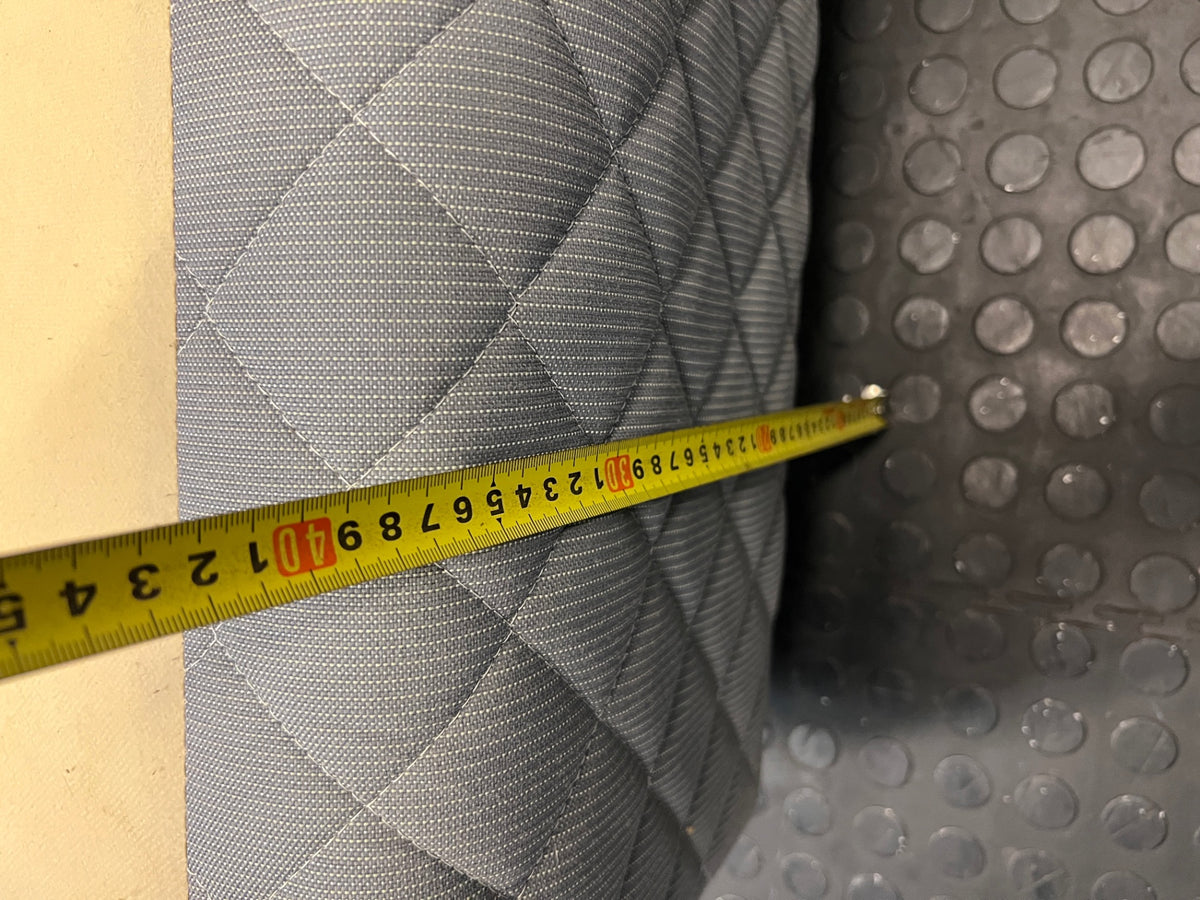 Quilted Grey Upholstered Single Bed Base — Loose Bottom Ring and Well-Used Condition – height measurement