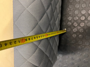 Quilted Grey Upholstered Single Bed Base — Loose Bottom Ring and Well-Used Condition – height measurement