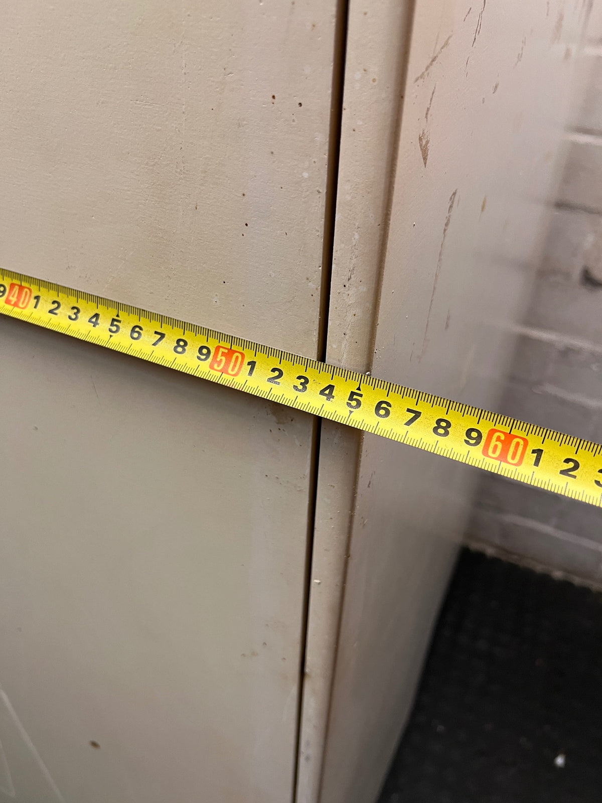 White Two-Door Wardrobe with Top Box – width measurement