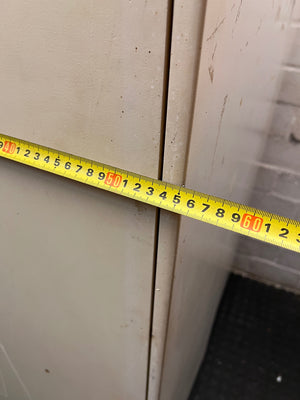 White Two-Door Wardrobe with Top Box – width measurement