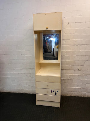 Tall Off-White Vanity Dressing Unit with Mirror and Drawers – main front view