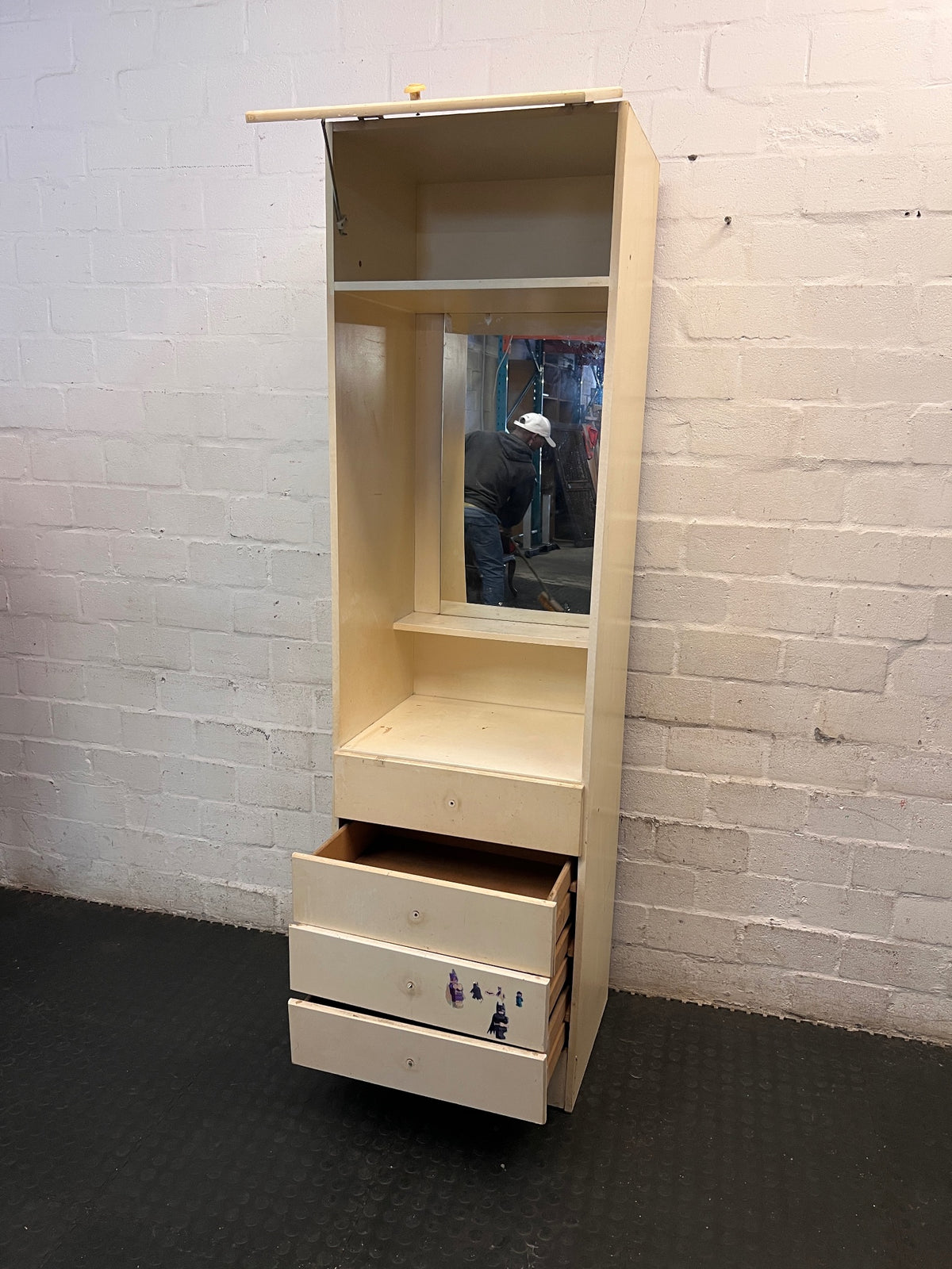 Tall Off-White Vanity Dressing Unit with Mirror and Drawers – side view
