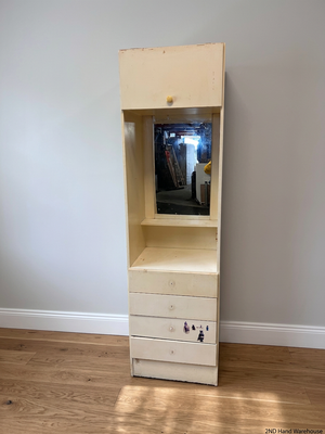 Tall Off-White Vanity Dressing Unit with Mirror and Drawers – styled product image