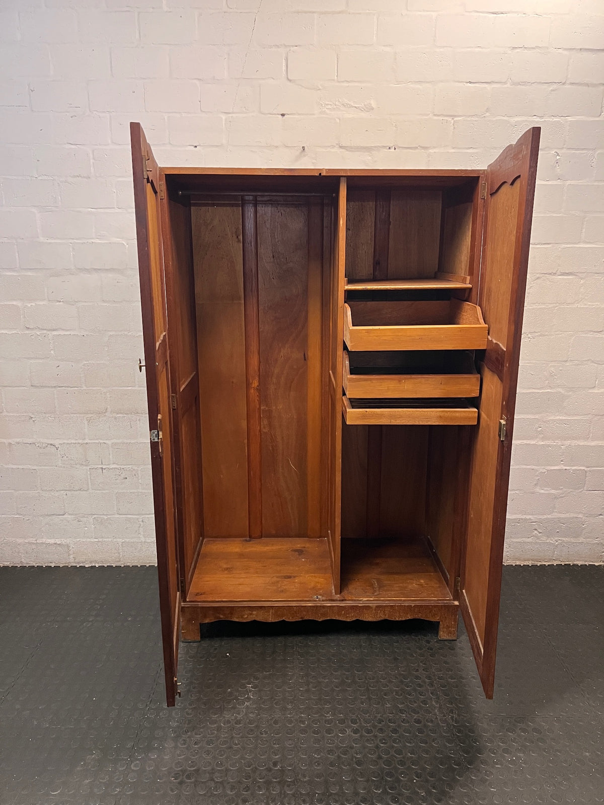 Vintage-Style Double Door Wooden Wardrobe – side view
