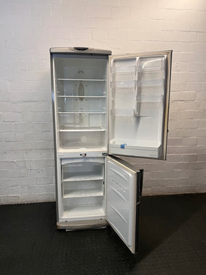 LG Silver Upright Fridge-Freezer — Non-Functional Internal Light and Door Dents – side view