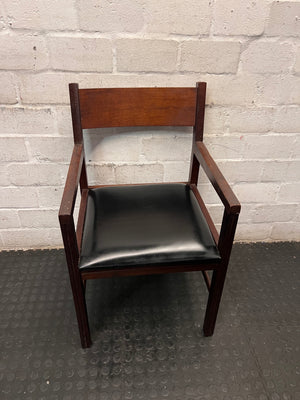 Wooden Armchair with Black Padded Seat – main front view