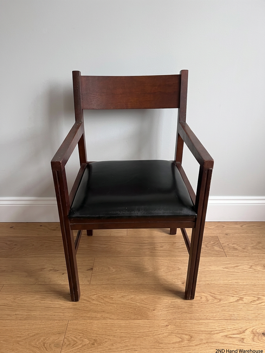 Wooden Armchair with Black Padded Seat – styled product image