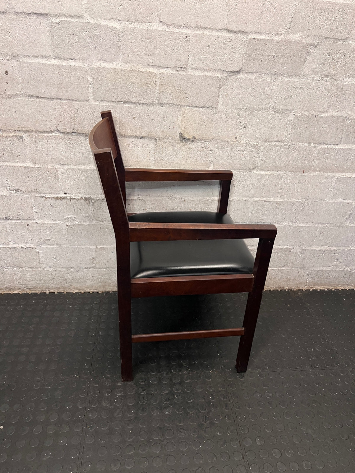 Wooden Armchair with Black Padded Seat – top view