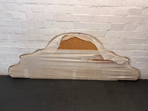 Extra Wide Upholstered Tufted Headboard with Wood Trim – condition detail